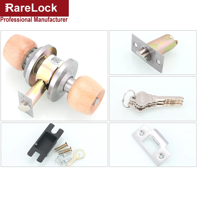 MMS414 деревянная ручка Сферический межкомнатный дверной замок с ключами и ручкой в