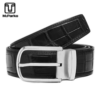 mcparko real crocodile belt genuine leather belt men luxury brand stainless steel pin buckle waist belt for men business gift