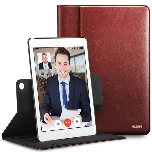 Чехол для iPad Air2, ESR Premium из искусственной кожи, чехол-книжка для бизнес-класса, чехол-органайзер, карманный смарт-чехол с функцией автоматического пробуждения и сна для iPad 6/Air 2 - Цвет: Brown