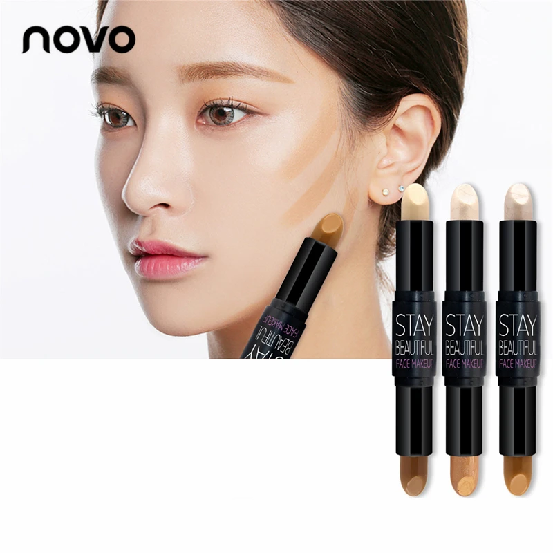 

NOVO Brand Makeup 2 in Concealer Stick Double Headed Make Up Contour Foundation Highlighter Bronzer Contouring Makeup Cosmetic