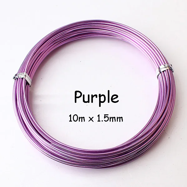 purple 1,5 мм Толстая анодированная алюминиевая проволока 10 м 11 ярдов 33 фута Золотая Серебряная оберточная проволока для изготовления ювелирных изделий ремесло бонсай - Цвет: purple