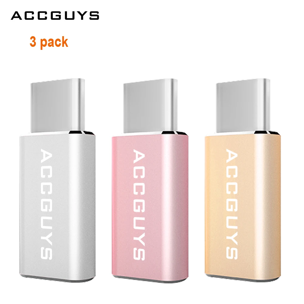 ACCGUYS Тип usb C Male к микро-usb Female конвертер адаптер 3 шт. для Xiaomi Mi5 4C 4S ZUK Z2 PRO Z1 Nexus 5X6 P htc