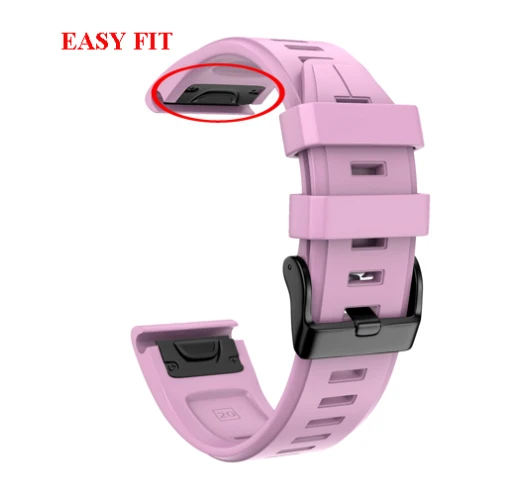 Pink 26 22 мм ремешок для часов Ремешок для Garmin Fenix 5 5X3 3 HR Fenix 6X6 6S S60 MK1 часы Quick Release силиконовый ремешок Easyfit - Цвет: Pink