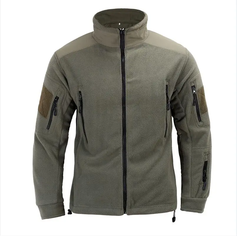 Army green IGLDSI Мужская брендовая утепленная Военная армейская флисовая куртка в стиле пэчворк с несколькими карманами Polartec Мужская тактическая зимняя куртка и пальто - Цвет: Army green