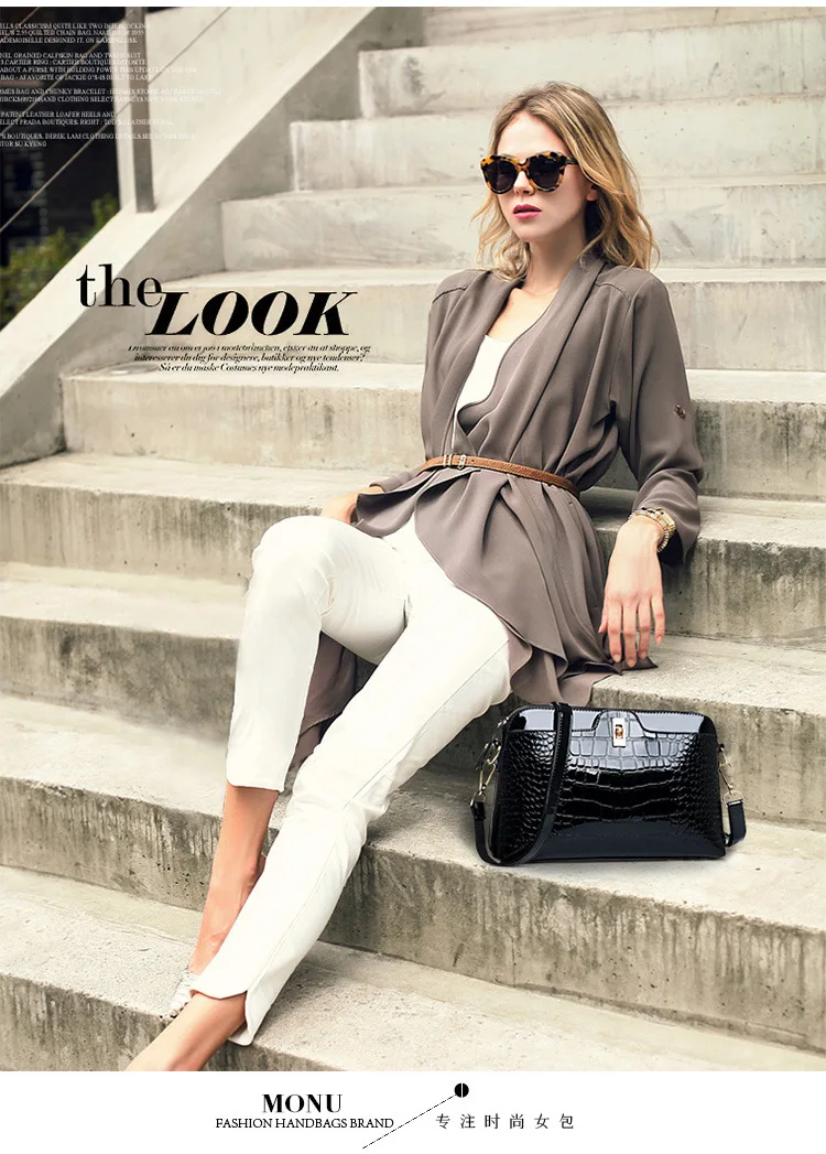 

2019Trendy handbags fashion crocodile pattern handbags versatile temperament shoulder diagonal shell bag