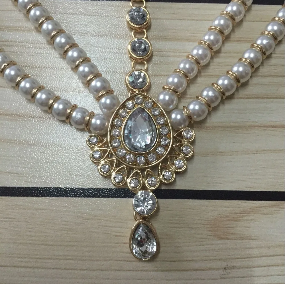 Ручной работы Kundan камни волос цепь для головы цепи украшения на голову