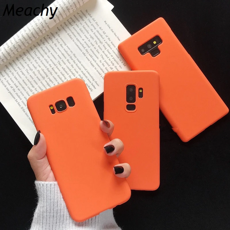 Чехол для Samsung Galaxy S10 S9 Plus S10plus S8 S8Plus Note 8 9 оранжевый однотонный модный жесткий