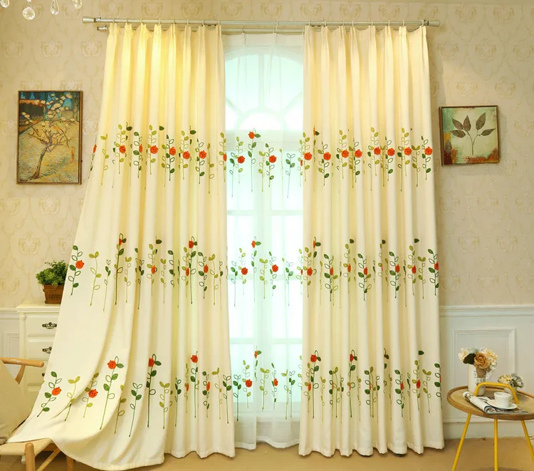 

European style Children's cartoon ladybug embroidery window curtain screens for living room tulle
