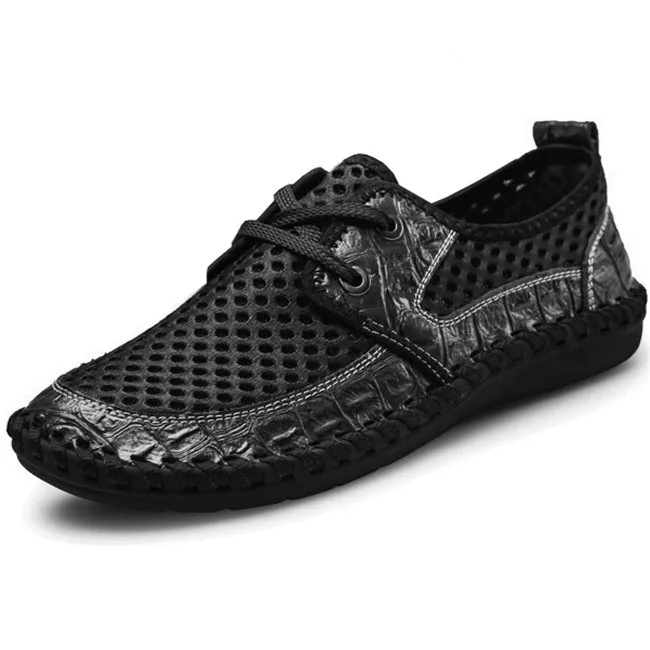 black MIXIDELAI/Новинка года; Мужская обувь; удобная дышащая обувь на плоской подошве с сеткой; модная повседневная обувь на шнуровке; Мужская обувь для отдыха; большие размеры 38-46 - Цвет: black