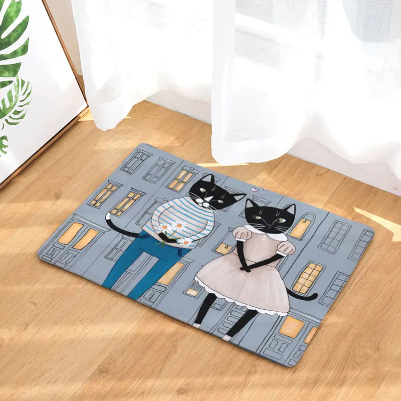 Monily Противоскользящий водонепроницаемый коврик для двери милый мультяшный Кот