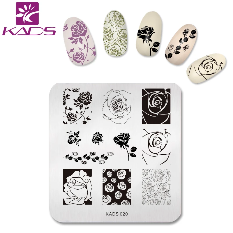 KADS Горячие Моды Очаровательная Цветочный Печати Sencil Nail Art Польский Штамповки