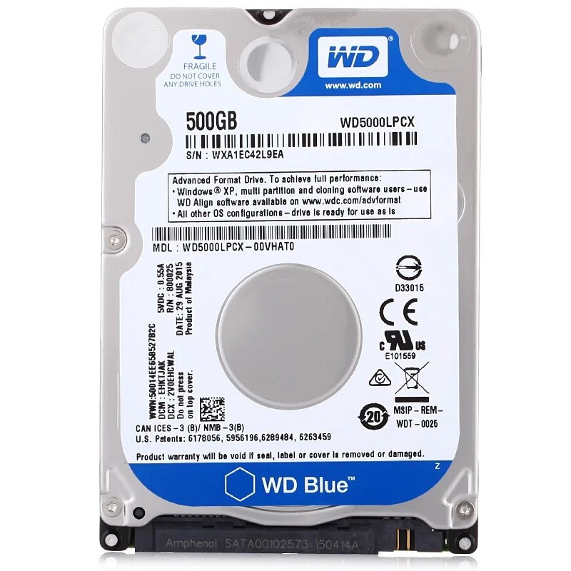 WD Blue ноутбук HDD жесткий диск 2 5 '驌 ГБ SATA 3 6 ГБ/сек. 5400 об/мин 7 мм Внутренний для