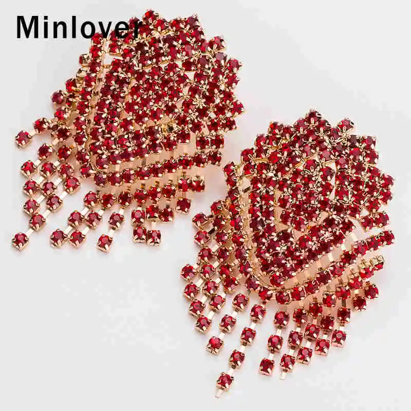 Minlover стразы большие висячие серьги с кисточками Свадебные украшения для невесты