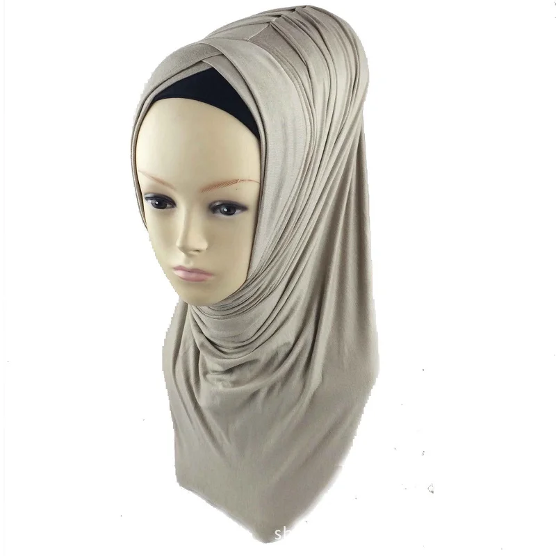 C13 light khaki Новая мода, женские футболки хиджабы со складками, AL-AMIRAH, плиссированные мусульманские тюрбаны, женские хлопковые мягкие хиджабы - Цвет: C13 light khaki