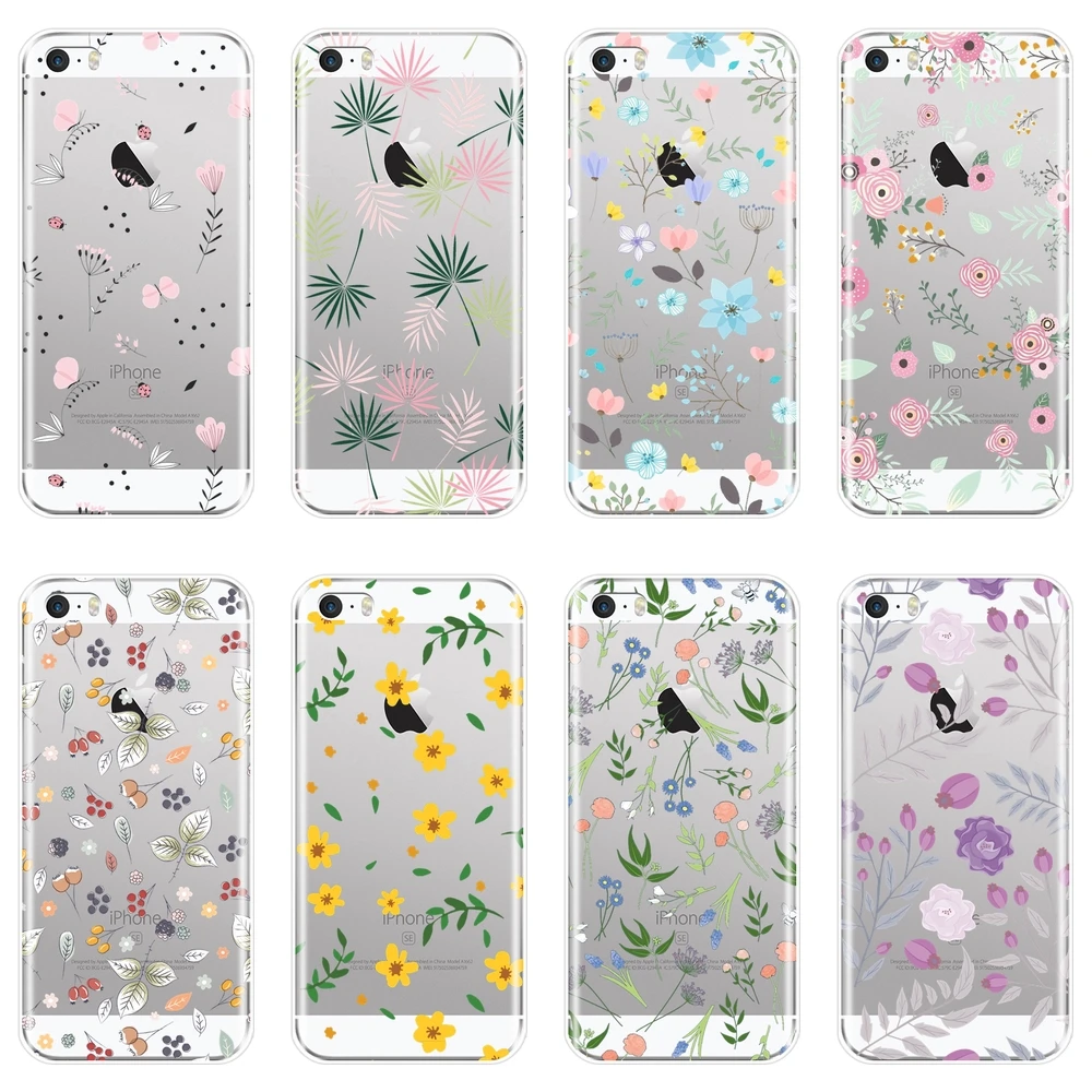 ТПУ розовый цветок Подсолнечник цветочный лист задняя крышка для Apple iPhone 4 4S 5 5C 5S SE