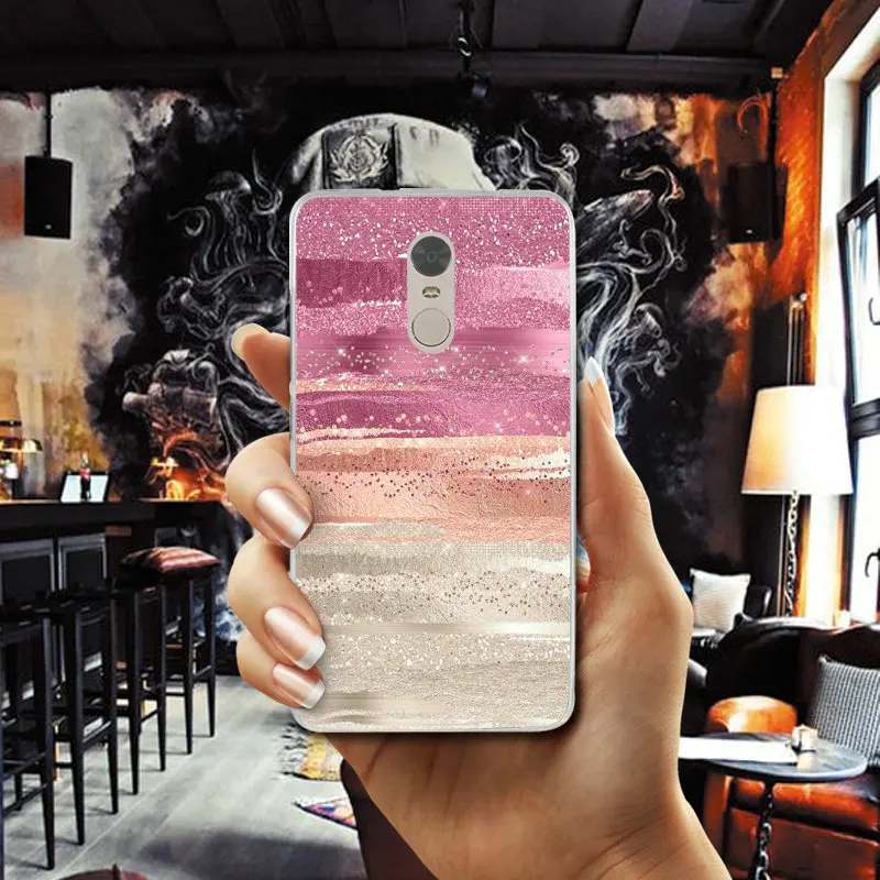 Heart Light Gold Pink Geometric Soft Mobile Phone Accessories for Xiaomi Mi Redmi Note 2 3 3S 4 4X 4A 5 5S 6 8 A1 Pro Plus |