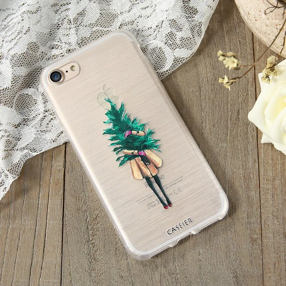 CASEIER РРождественский узорный чехол для iPhone 6S 6 7 8 Plus XS Max Cover 3D Relief Мягкая оболочка