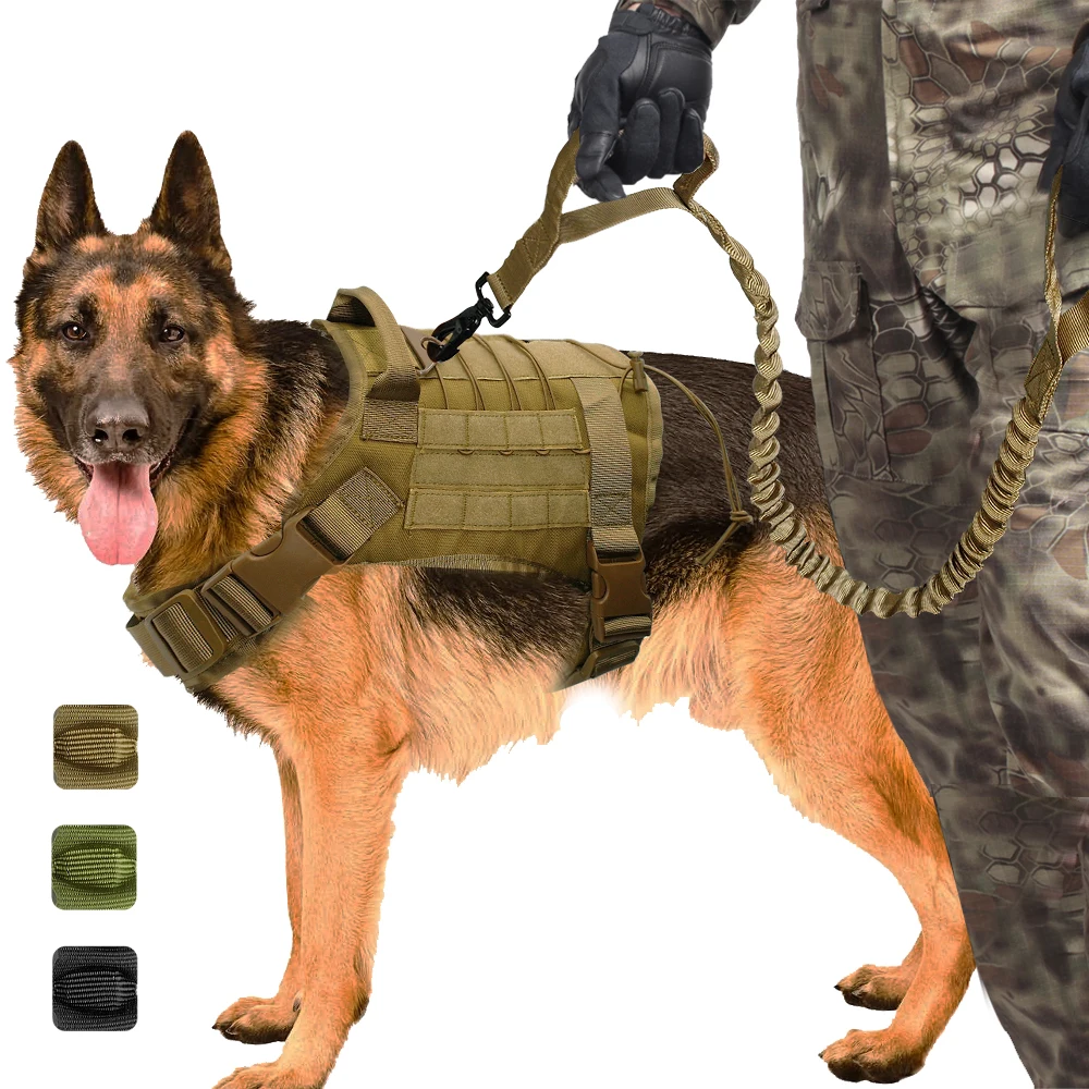 Военная Тактическая шлейка для собак K9 жилет работы нейлоновый поводок среднего