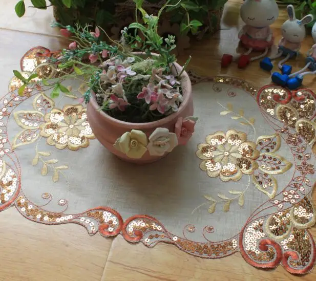 New Modern Lace Sequin Embroidery Placemat Table Place Mat Cloth Tea Coffee Doily Cup Glass Coaster Mug Christmas Dining Pad | Дом и сад