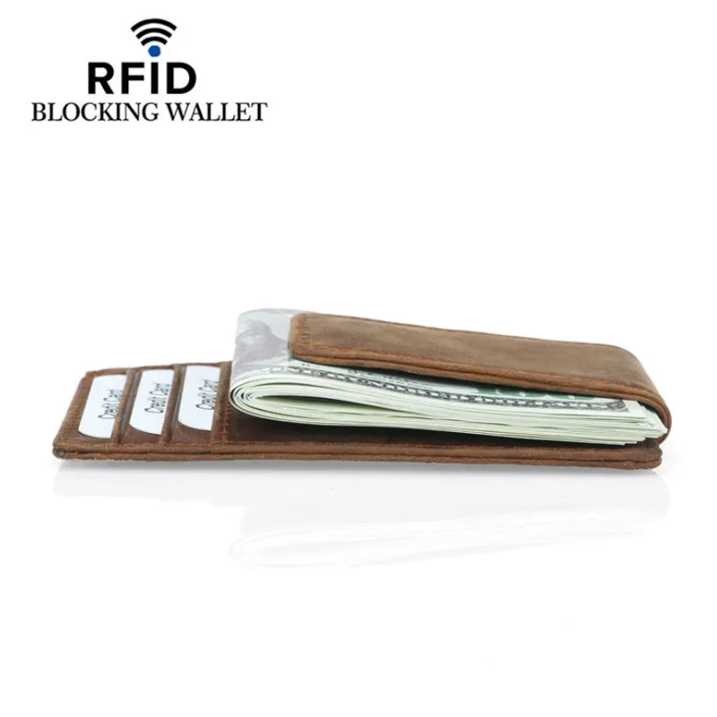 Для мужчин RFID тонкий бумажник из натуральной кожи кредитной держатель для карт с