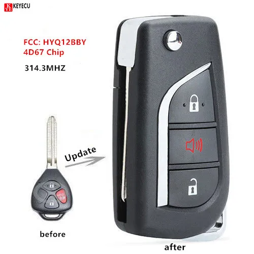 Keyecu новый обновленный дистанционный флип ключ для Toyota Rav4 2007 2008 2009 2010 Scion xB 2012 FCC: