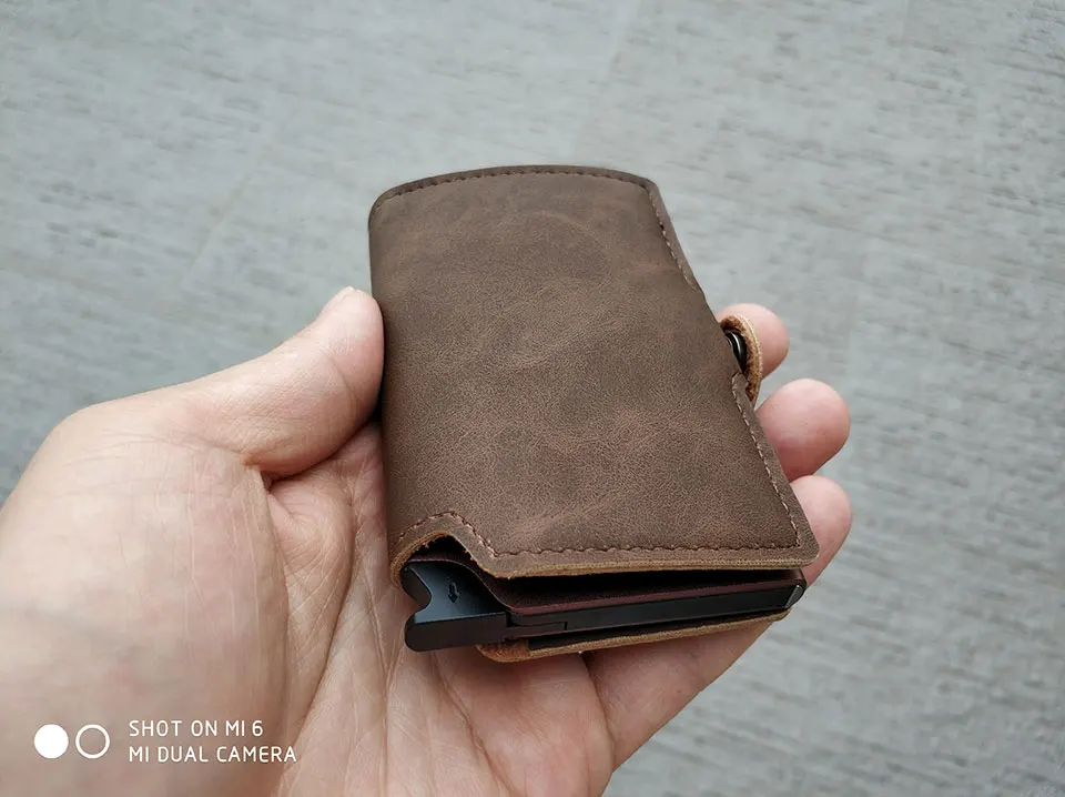 RFID Блокировка винтажный кожаный кредитный держатель для карт мужской металлический алюминиевый сплав Бизнес ID визитница тонкий кошелек чехол для карт кошелек