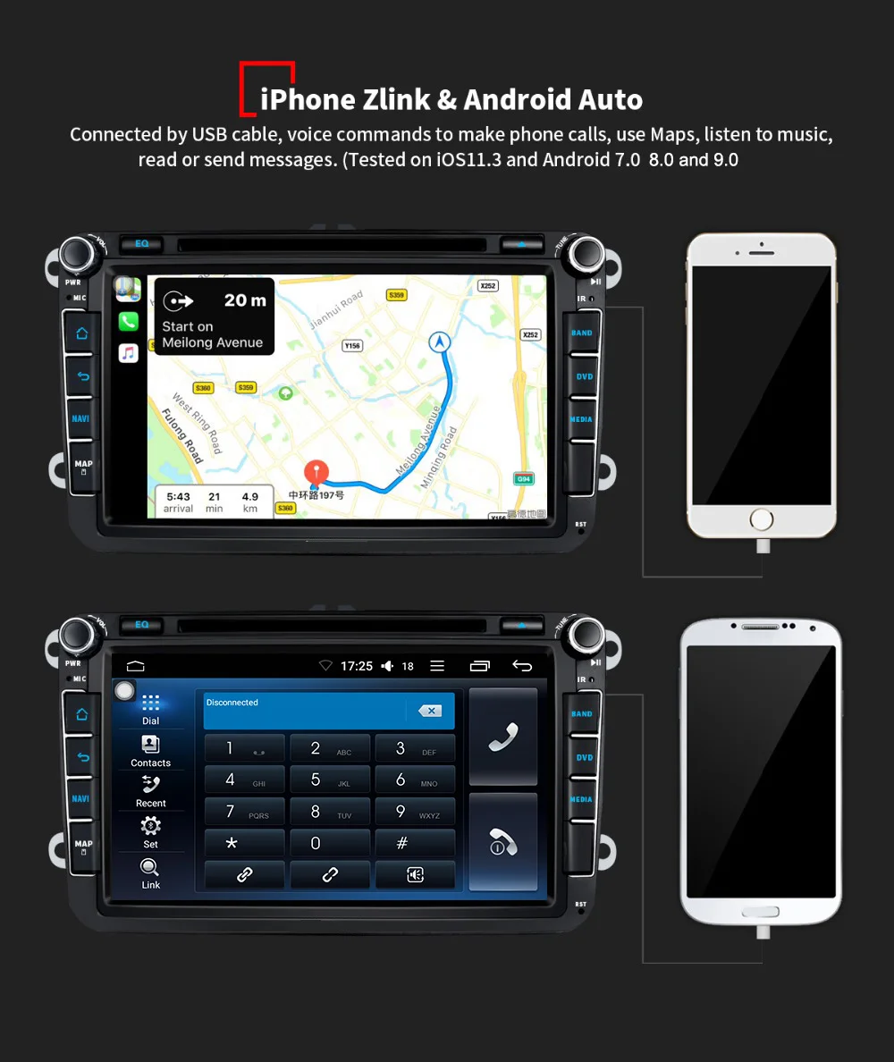 ARKRIGH 8 дюймов 4+ 64 ГБ Android 8,1 Авторадио Стерео HU поддержка 4G sim-карты gps плеер для VW Skoda POLO GOLF PASSAT Автомобильный мультимедийный