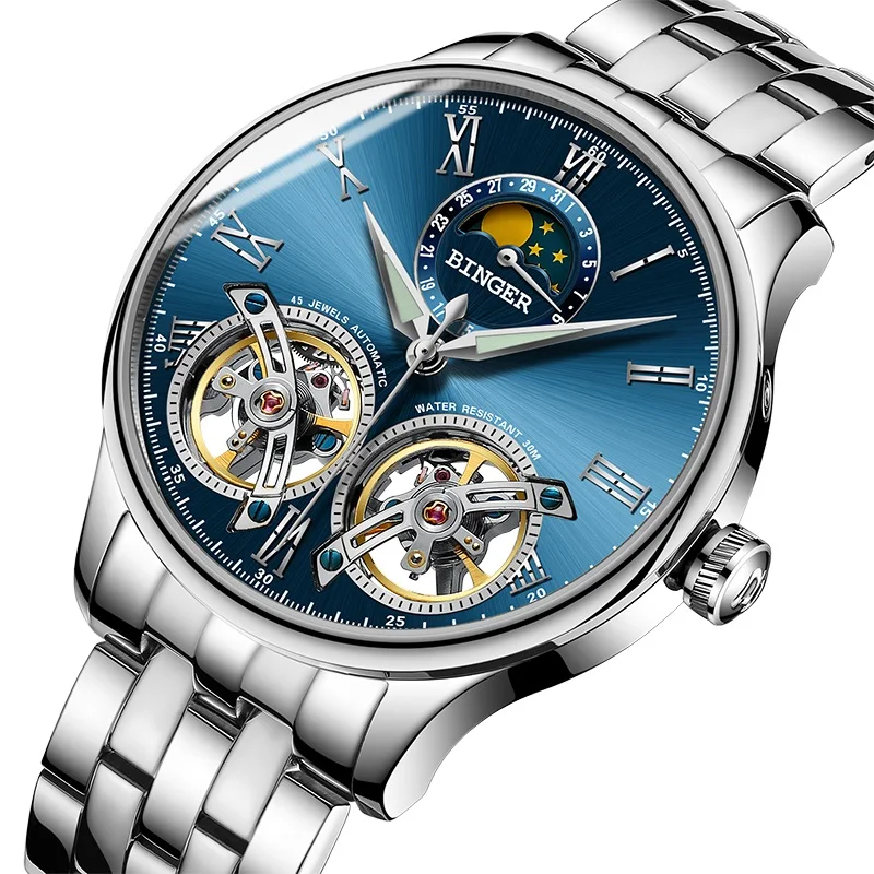 Часы скелетоны Мужские механические водонепроницаемые с сапфировым