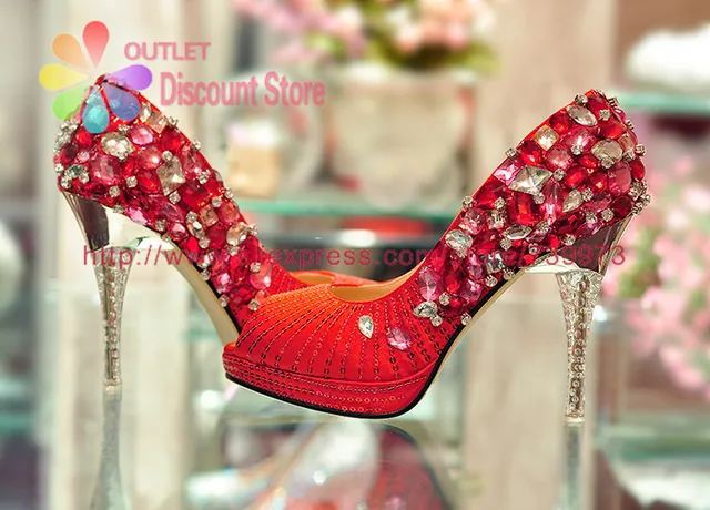 Peep Toe Fish Mouth Wedding Shoes Red Purple Gem Crystals Bridal High Heels  Glitter Clear Transprent Heel Celebrity Pumps BTH047 - купить по выгодной  цене | AliExpress
