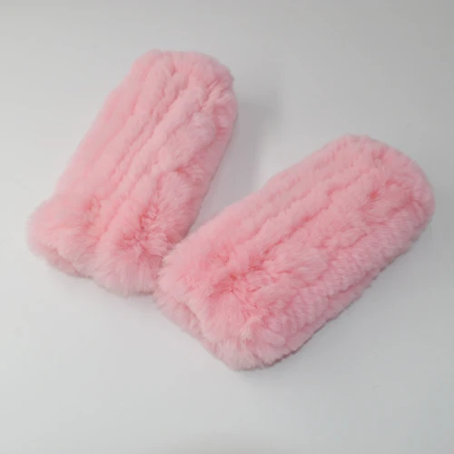 pink Новинка Хорошие эластичные Для женщин из натурального меха кролика Рекс, перчатки, варежки без пальцев модные зимние утепленные сапоги с мехом кролика меховые варежки - Цвет: pink