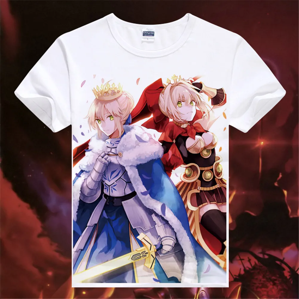 Косплей японское аниме Fate Grand order FGO футболки с принтом в синюю полоску топы