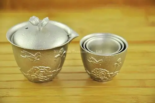 Набор чайных чашек TA1 из чистого титана с резной конструкцией гальванизирующая