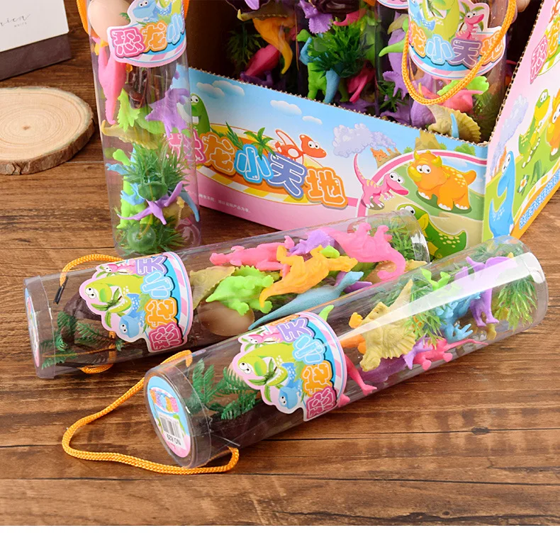 Мультяшная бочка статическая мини модель динозавра игрушки пластиковое