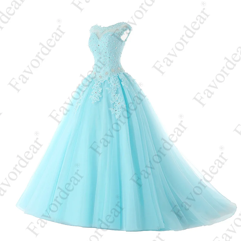 BLF-43 Favordear Quinceanera Бисер сладкий 16 платье Vestidos De 15 Anos Кепки рукавом Бирюзовый Вино Quinceanera платья вечерние платье - Цвет: BLF-43