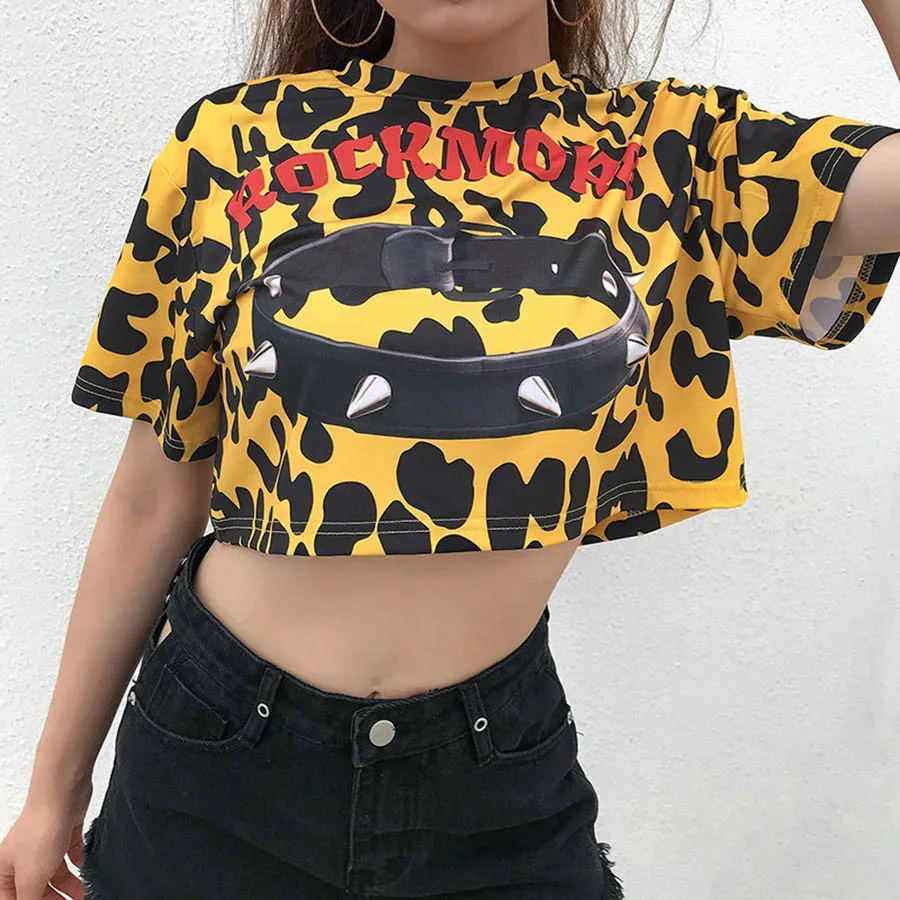 YUANLAI Женская Футболка Harajuku уличная леопардовая майка летняя мода женщина 2019 топ