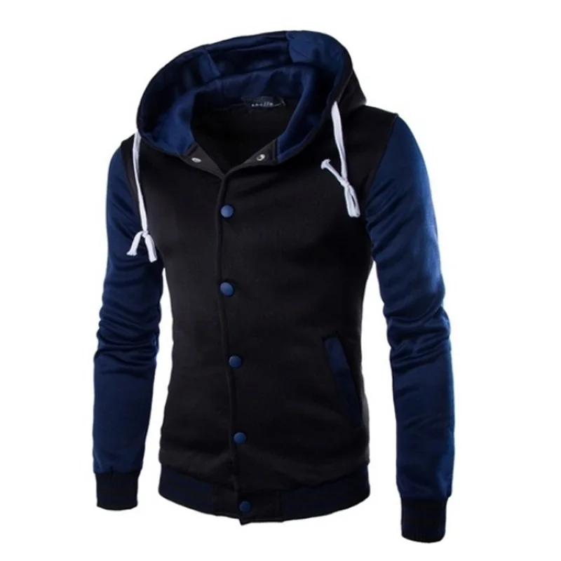 

ZOGAA Men's Fashion Color Block Baseball Hooded Jacket Men Patchwork hoody fleece Sport Sweatshirt PLUS SIZE XS-5XL