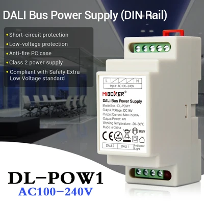DL-POW1 Power Supply MiBOXER DL5 DALI 5 в 1 Светодиодная лента управления, DC 12~ 24 В общий анод подключения, совместимый пульт дистанционного управления/DALI Bus power Supplly - Цвет: DL-POW1 Power Supply