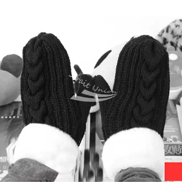 2013 Cute Mitten Thick Winter Mittens Knitted Wool Warm Fur Gloves for Women 6 Colors 9428 | Аксессуары для одежды