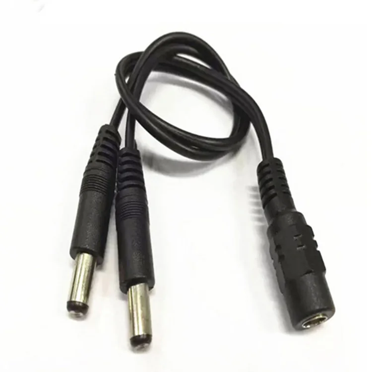 

2A/2464/24AWG Copper Cord DC5.5*2.1 Jack Female to Double Male Connector Power Cable for CCTV DVR Camera Security LED Controller