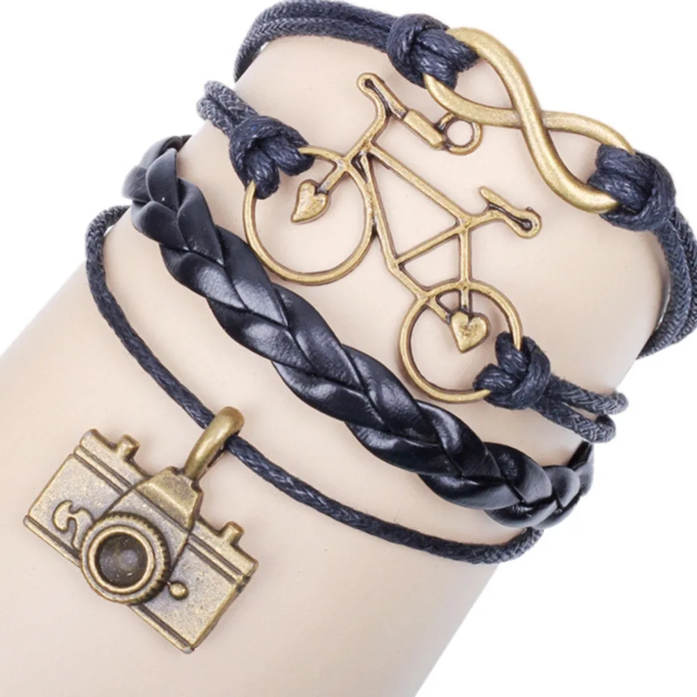 Hot Vintage Fashion Women Jewelry Leather Double Infinite Multilayer Bracelets Factory Price Wholesales 2018 new year Best Gift | Украшения