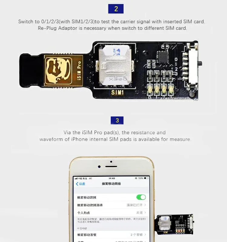 3в1 SIM WiFi тестовый сетевой адаптер разблокировки три сети Универсальный многофункциональный iSIM Pro карта-тестер без активации для iPhone