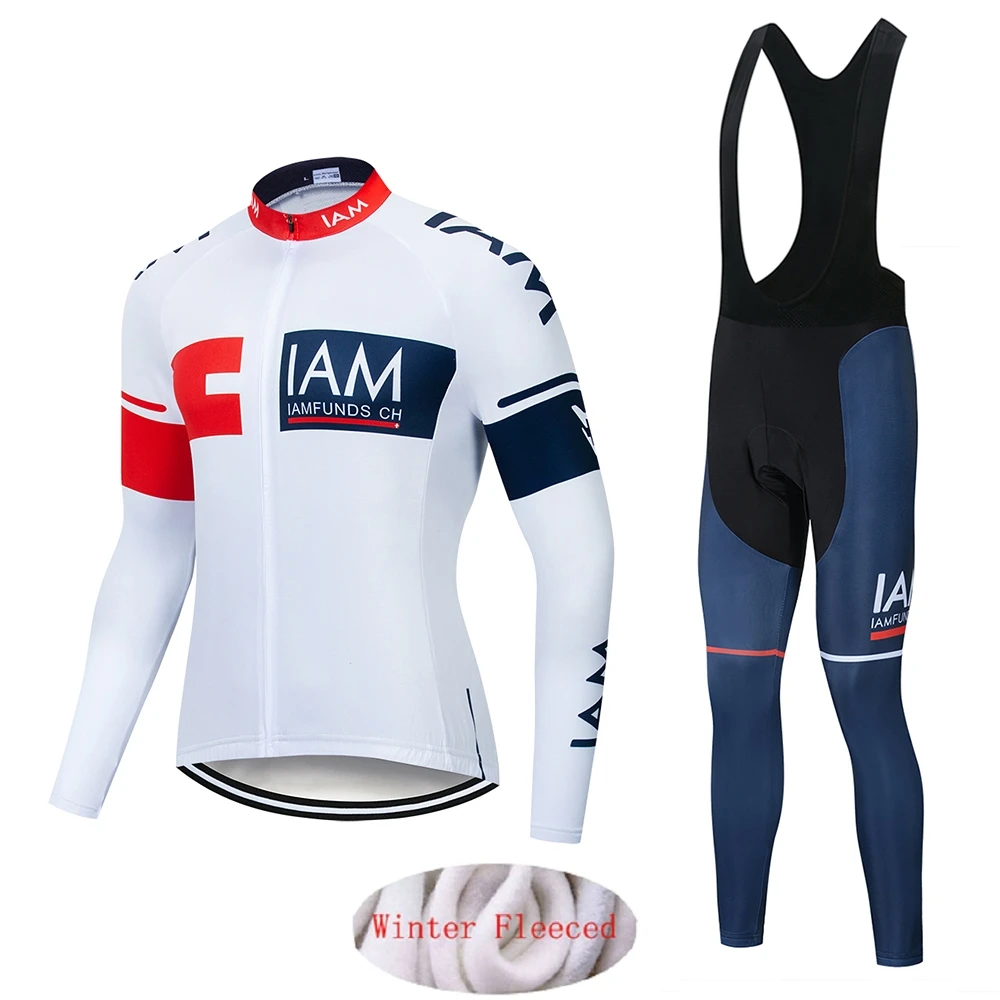 IAM Pro Team Зимняя Теплая Флисовая велосипедная одежда для мужчин с длинным рукавом Джерси костюм для прогулок верховой езды на велосипеде MTB Одежда комбинезон комплект