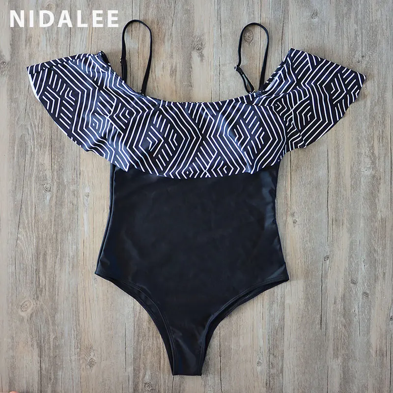 Женский слитный купальник черный цветочный купальный костюм для женщин милый