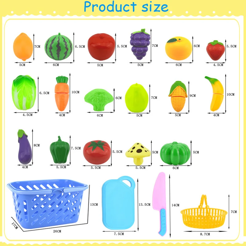 KAWO Plastic Play Toy Fruit and Vegetables Cutting Kids Pretend Educational Toys Cooking Kitchen for Girls Boys | Игрушки и хобби