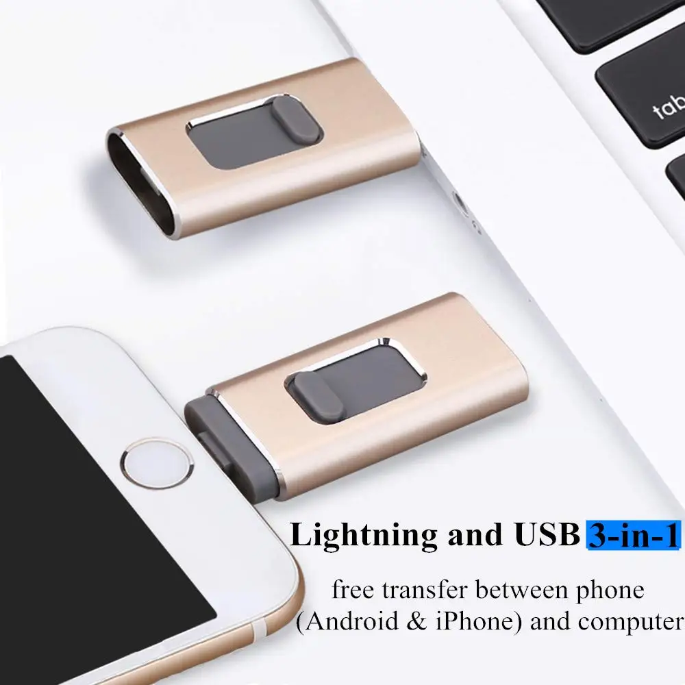 USB флеш-накопитель 3 в 1 для iPhone/Android 16 ГБ 32 64 128 USB-флешка OTG Usb 0 внешний