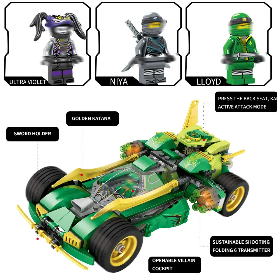 Ninjago панцири цифры кирпичи 509 шт. 2in1 трансформируется Мех автомобиля строительные