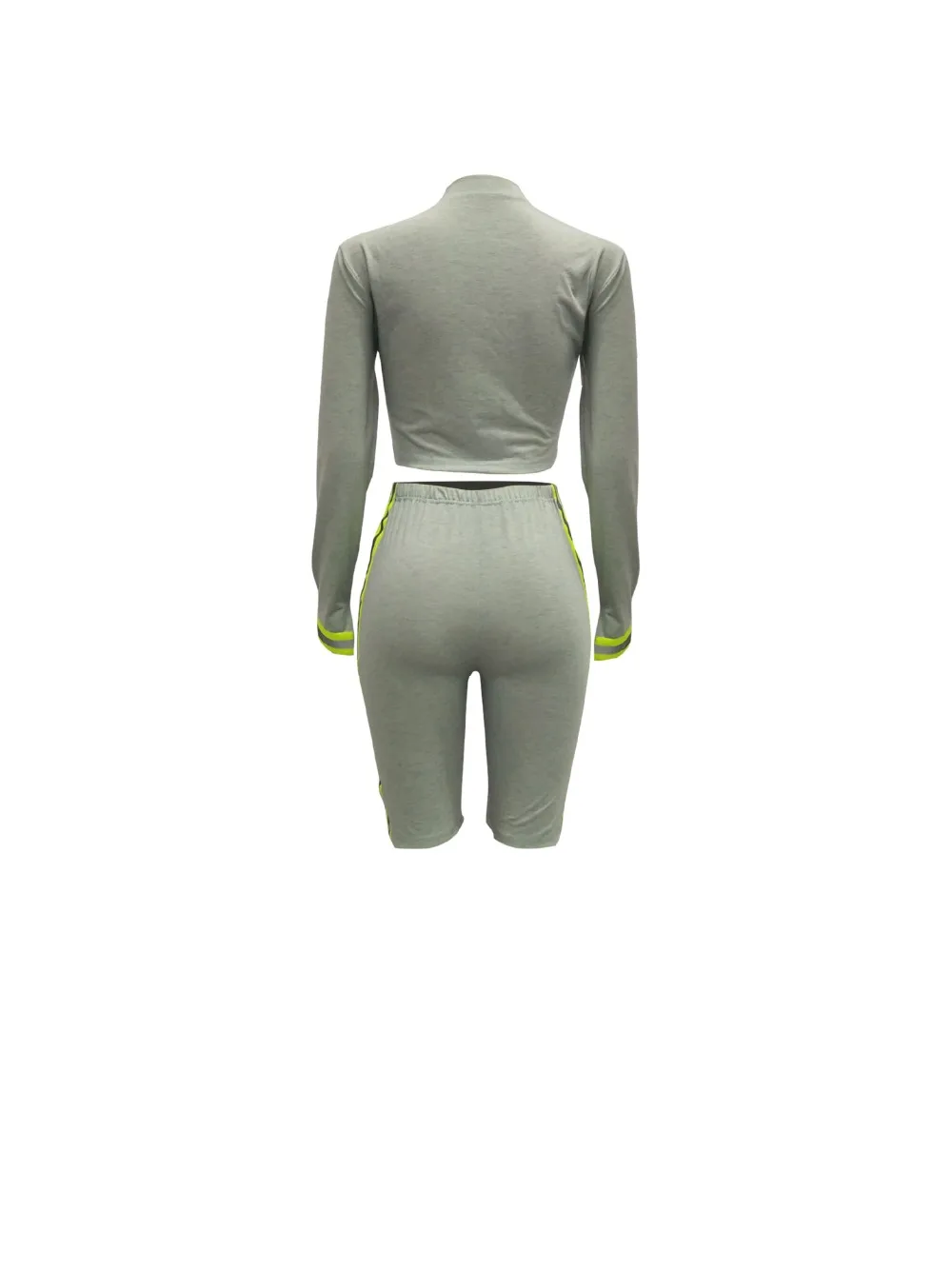 

Reflective Tape Patchwork Women Full Sleeve Tops With Shorts Women Sets