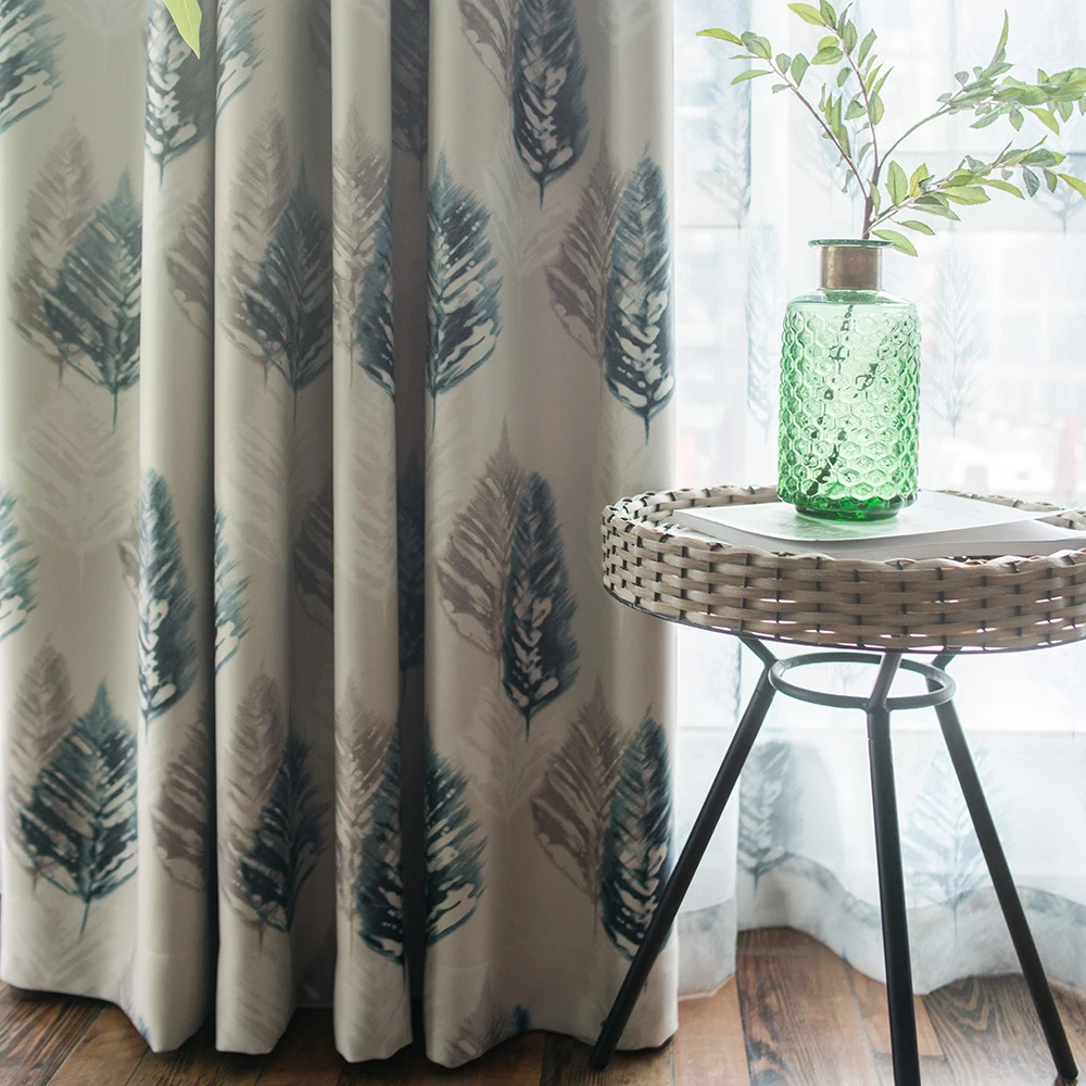 Занавеска и тюль dsinside с принтом в натуральном стиле для гостиной