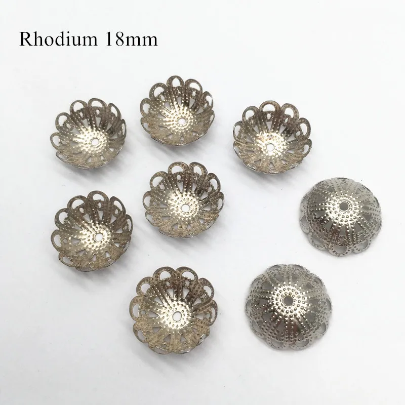 100pcs rhodium 18mm 100 шт филигранные колпачки в форме цветочных чашек для изготовления ювелирных изделий HK184 - Цвет: 100pcs rhodium 18mm