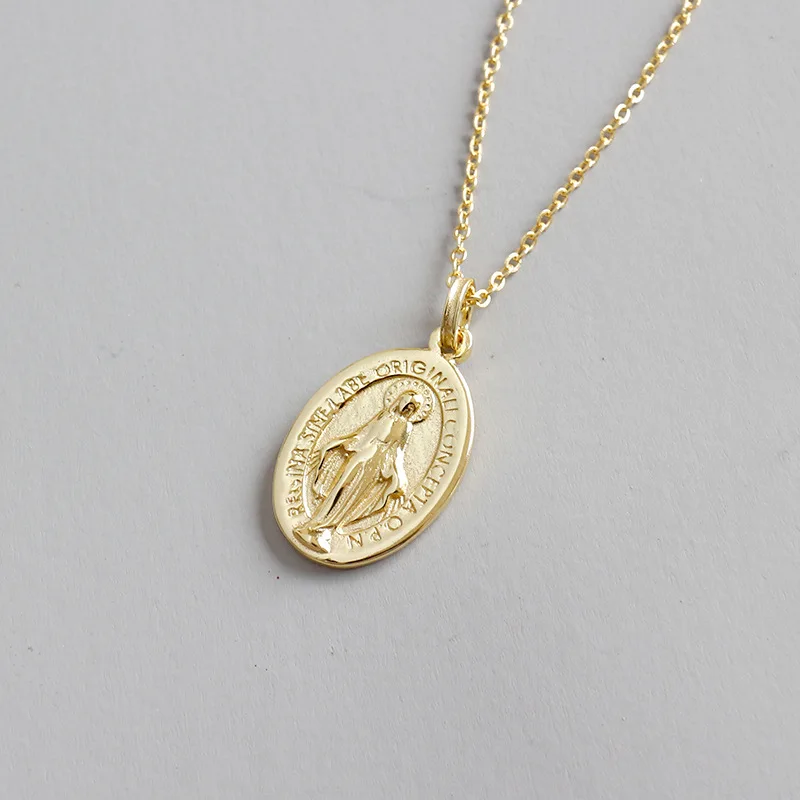 Skute Gothic religion Holy Mother Maria ожерелье из стерлингового серебра 925 пробы Овальная Капля